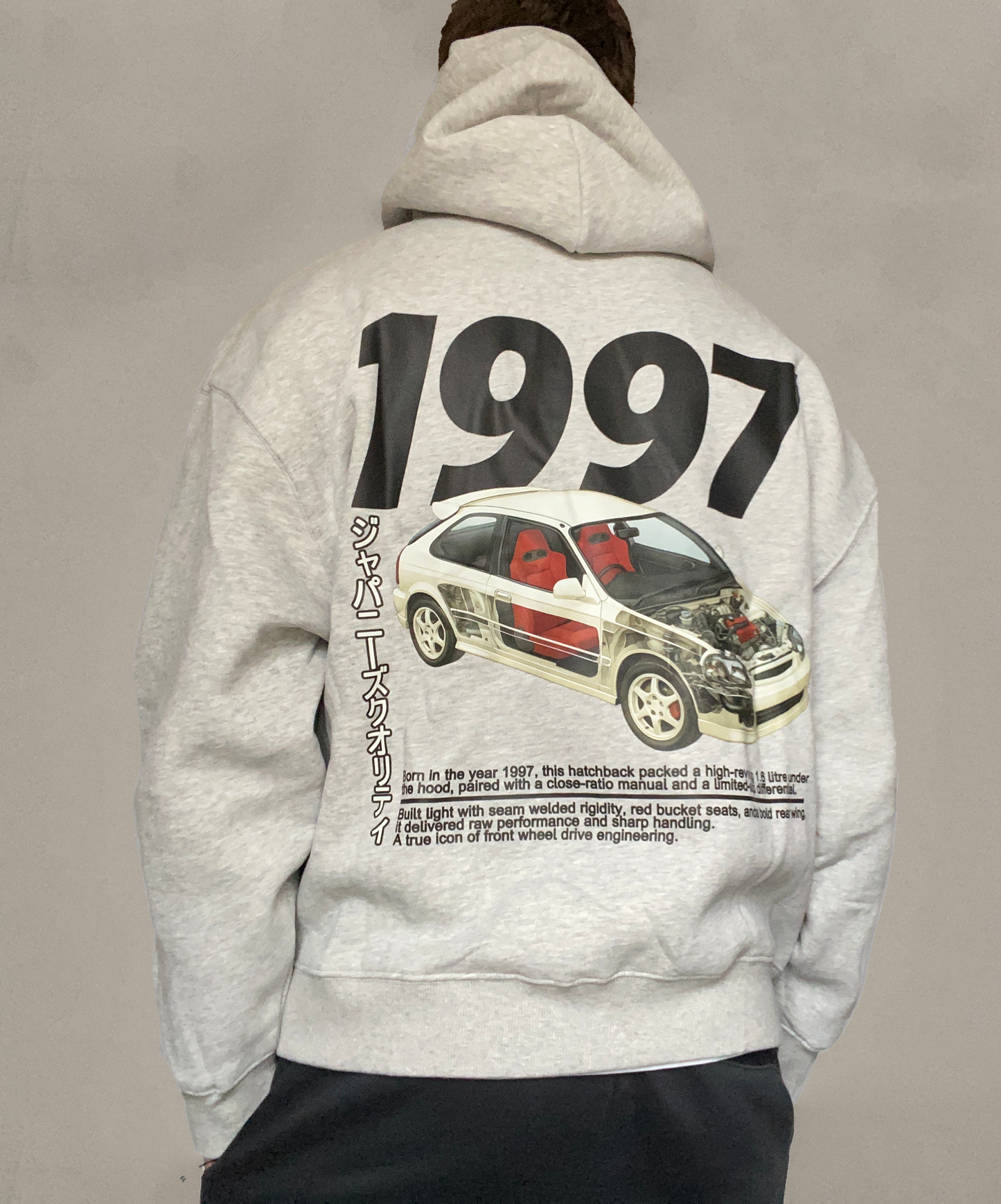 Men's Oversized JDM Car Graphic Hoodie